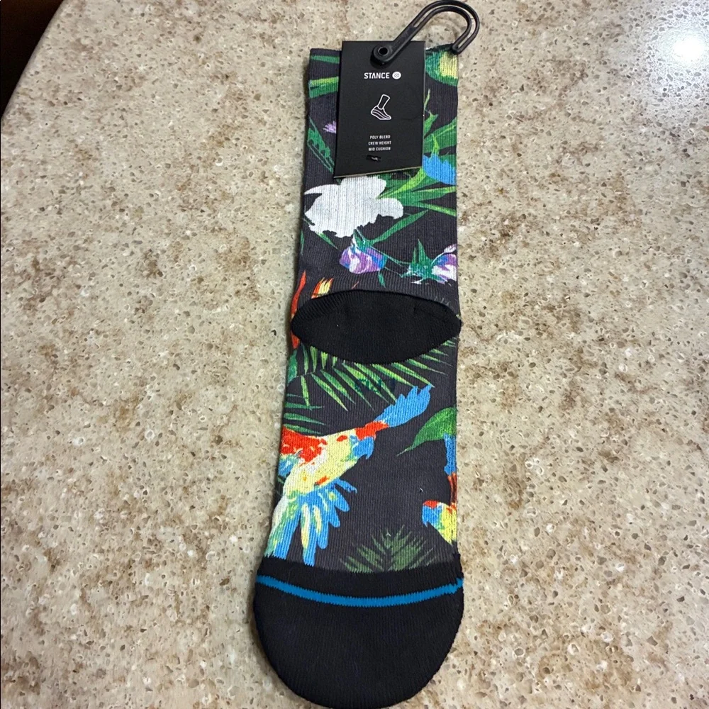 NWT STANCE Black Bird Cage Crew Socks Size Large